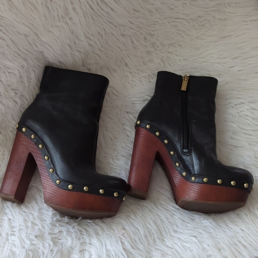 BCBGeneration Black Leather Studded Ankle Boots - Picture 2 of 7